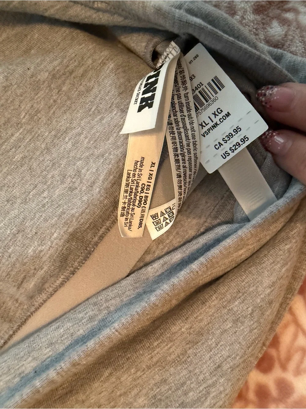 PINK Victoria's Secret Heather Gray Seamless Racerback Sports Bralette